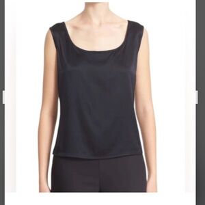 St.John Caviar satin Black Sleeveless Top NWT